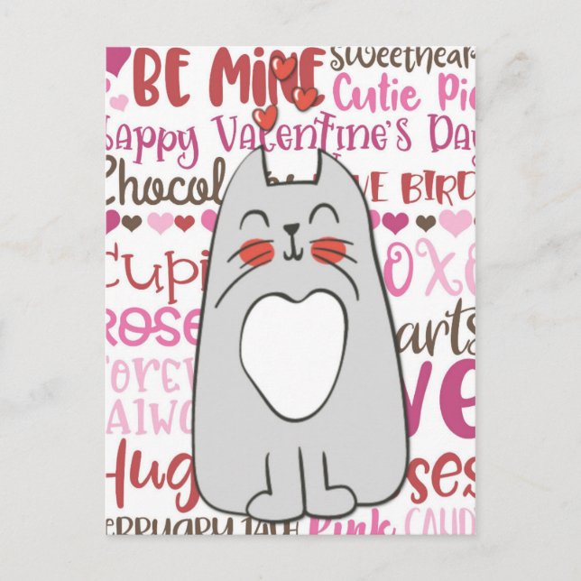 Postal El día de San Valentín de gato Personalizado (Anverso)