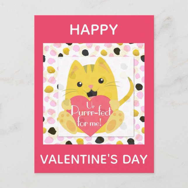 Postal El día de San Valentín de gato Personalizado (Anverso)