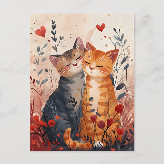 Postal El día de San Valentín de gatos pequeños (Anverso)