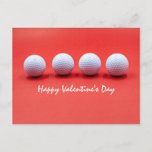Postal El día de San Valentín de golf con bolas de golf e