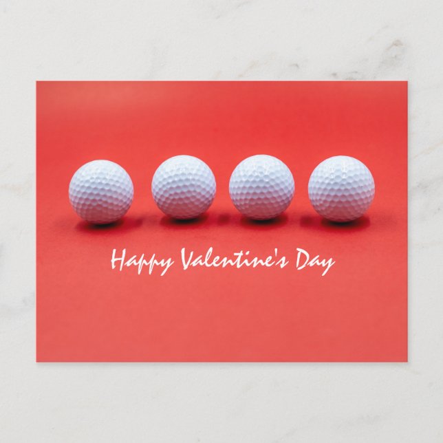 Postal El día de San Valentín de golf con bolas de golf e (Anverso)