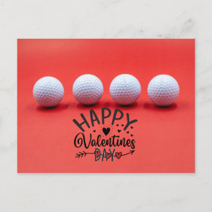 Postal El día de San Valentín de golf con bolas de golf e
