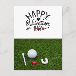 Postal El día de San Valentín de golf con bolas de golf p