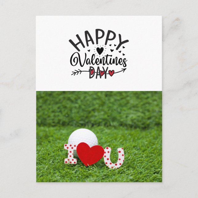 Postal El día de San Valentín de golf con bolas de golf p (Anverso)