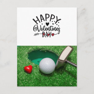 Postal El día de San Valentín de golf con bolas de golf p