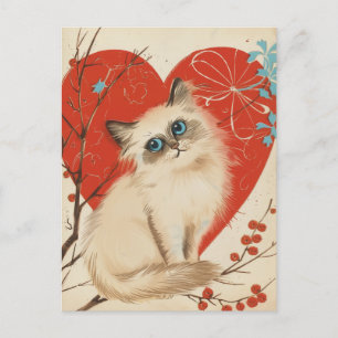 Postal El día de San Valentín de la cosecha de Birman Cat