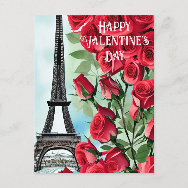 Postal El día de San Valentín de la Torre Eiffel Romántic (Anverso)