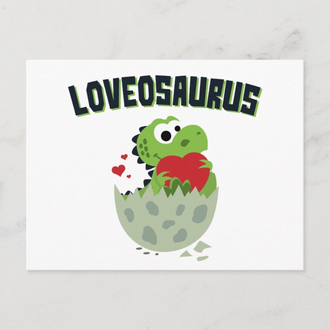 Postal El día de San Valentín de Loveosauro Dinosaur Dino (Anverso)