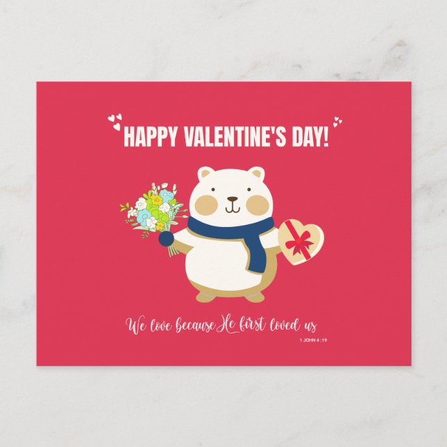 Postal El día de San Valentín De Oso Cuto (Anverso)