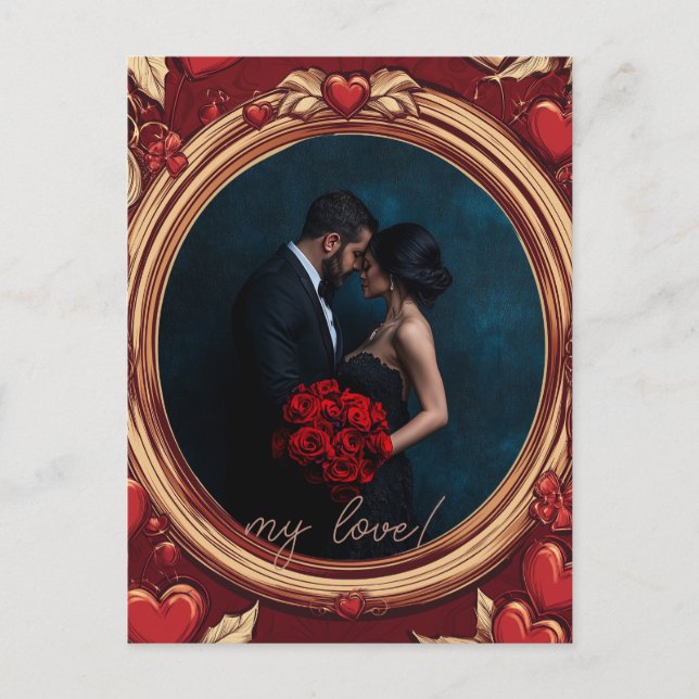 Postal El día de San Valentín de personalizable con marco (Anverso)