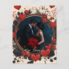 Postal El día de San Valentín de personalizable con marco