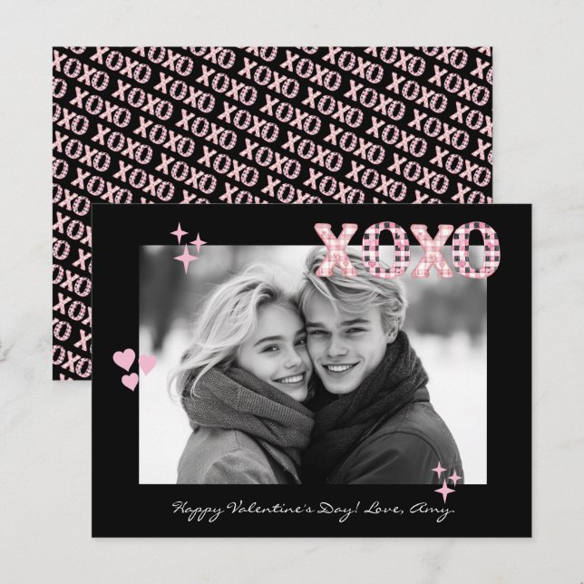 Postal El día de San Valentín de XOXO moderno Personaliza (Anverso / Reverso)