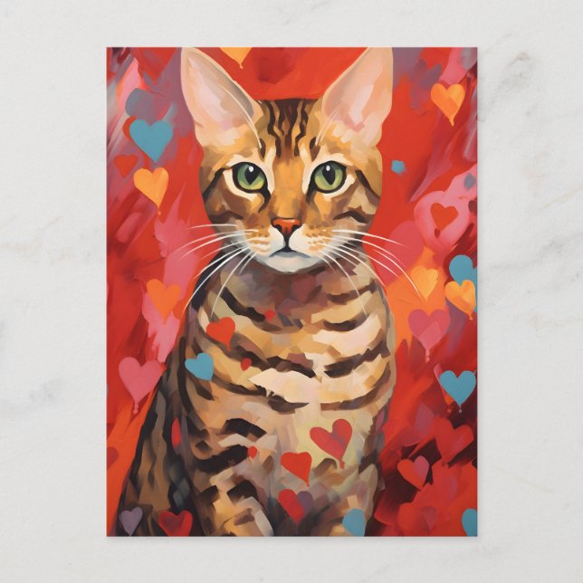 Postal El día de San Valentín del gato bengalí (Anverso)