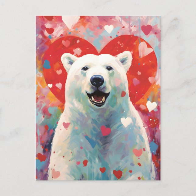 Postal El día de San Valentín del oso polar (Anverso)