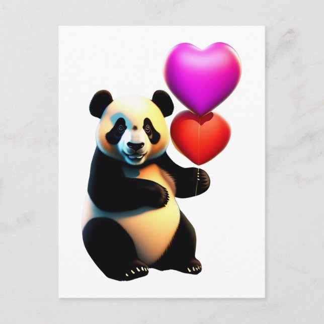 Postal El día de San Valentín del Panda de San Valentín y (Anverso)