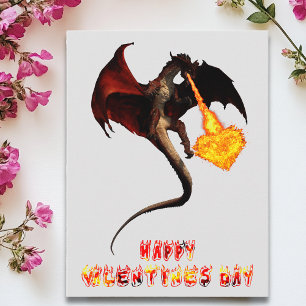 Postal El día de San Valentín Dragon Flame Heart
