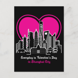 Postal El día de San Valentín en la ciudad de Shanghai