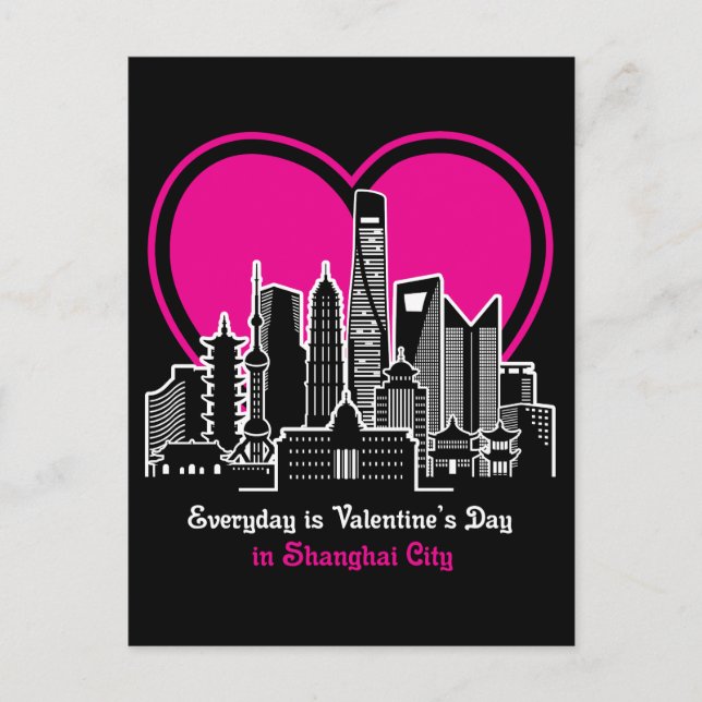 Postal El día de San Valentín en la ciudad de Shanghai (Anverso)
