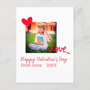 Postal El día de San Valentín feliz amor al corazón rojo