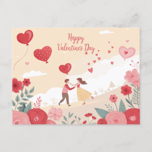 Postal El día de San Valentín floral romántico