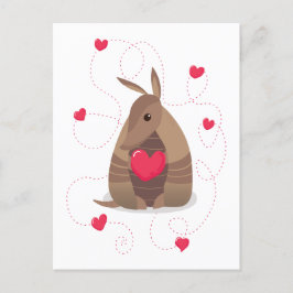Postal El día de San Valentín Heart Texas Armadillo