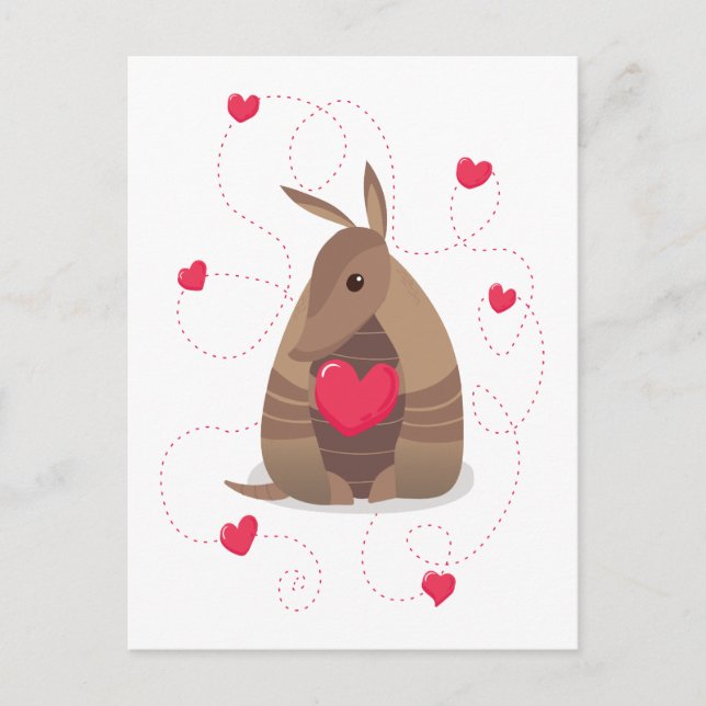 Postal El día de San Valentín Heart Texas Armadillo (Anverso)