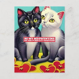 Postal El día de San Valentín meowentino de gatos moderno
