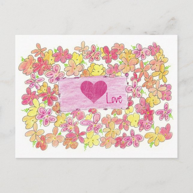Postal El día de San Valentín Naranja de amor Flores (Anverso)