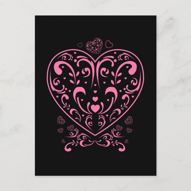 Postal El día de San Valentín Ornamental Corazón (Anverso)