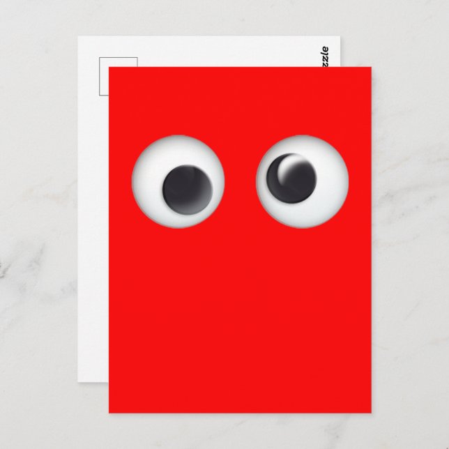 Postal El día de San Valentín Red Googly Eyes (Anverso / Reverso)