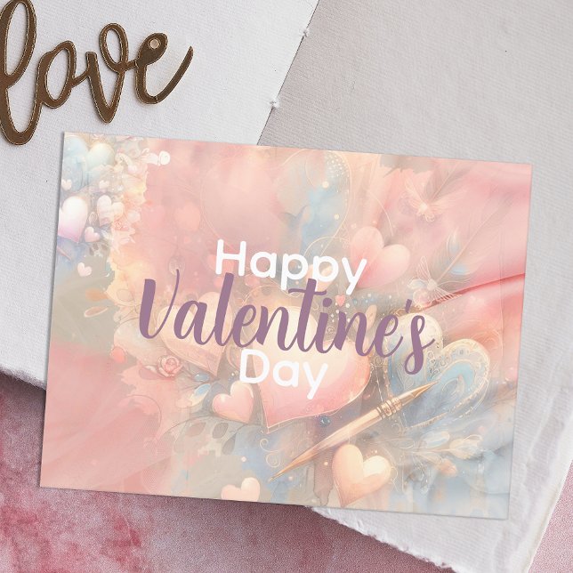 Postal El día de San Valentín Romántico Whimsical Pastel  (Subido por el creador)