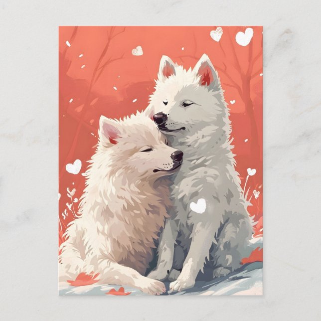 Postal El día de San Valentín Samoyed (Anverso)