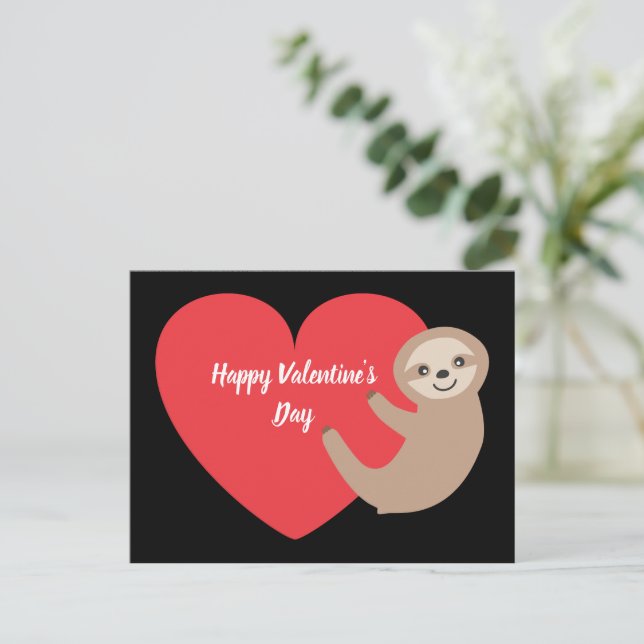 Postal el día de San Valentín Sloth (Anverso de pie)