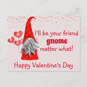 Postal El día de San Valentín Yo seré tu amigo Gnome Matt