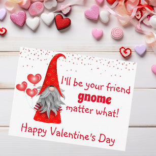 Postal El día de San Valentín Yo seré tu amigo Gnome Matt