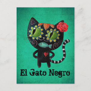 Postal El día del gato negro muerto