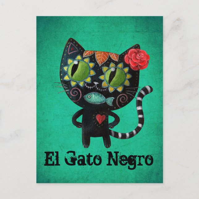 Postal El día del gato negro muerto (Anverso)