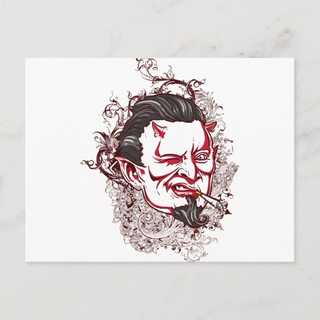 Postal El diablo del tabaco (Anverso)