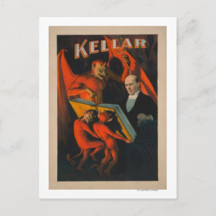 Postal El diablo Kellar y los demonios con el Poster del