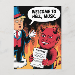 Postal El diablo Personalizado Trump bienvenido al infier