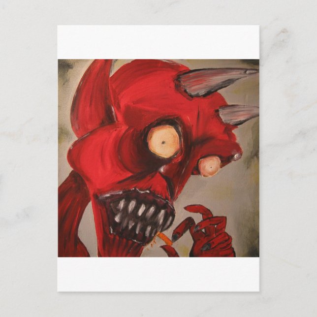 Postal El diablo se come los puffs de queso (Anverso)