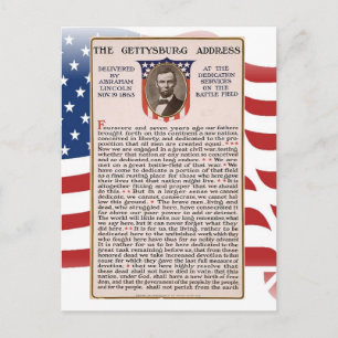 Postal El discurso de Gettysburg sobre el tema de la inau