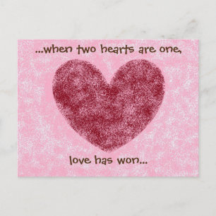 Postal El diseño confuso del 'amor ha ganado' rojo y rosa