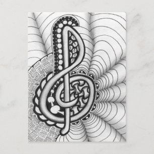 Postal El diseño de Treble Clef para los amantes de la mú