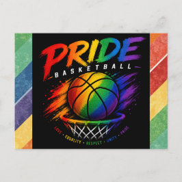 Postal El diseño temático de baloncesto arcoíris del Orgu
