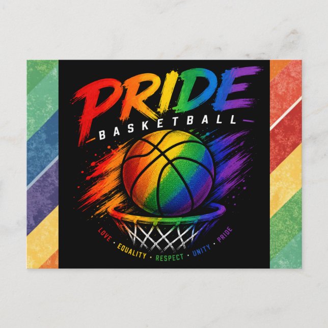Postal El diseño temático de baloncesto arcoíris del Orgu (Anverso)