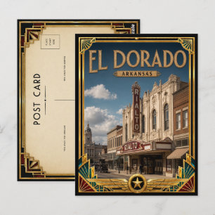 Postal El Dorado Arkansas Arte Deco Vintage Edad Dorada