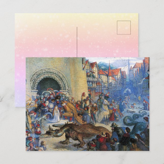 Postal El dragón del cumpleaños de la pequeña princesa (Anverso / Reverso)