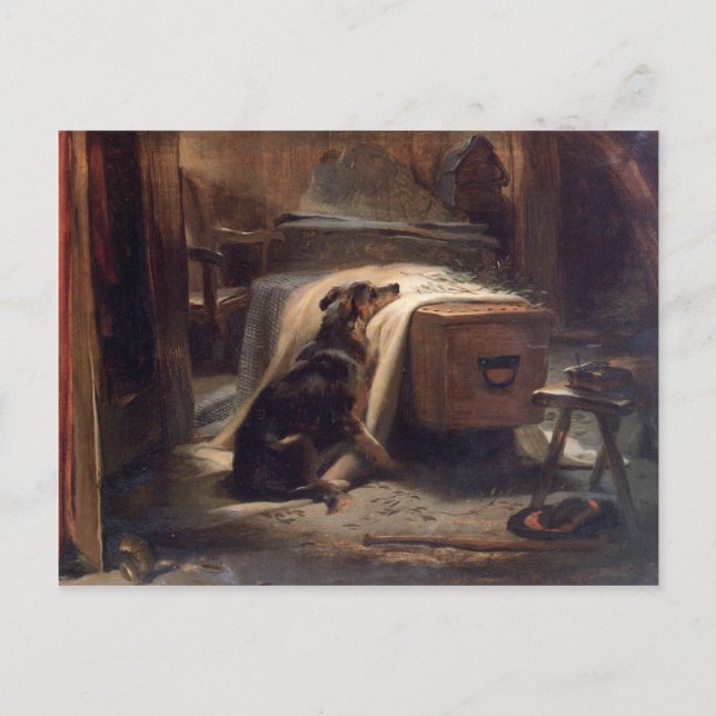 Postal El duelo del jefe del viejo pastor por Edwin Henry (Anverso)