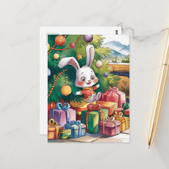 Postal El dulce conejito de los pequeños Navidades (Anverso/Reverso In Situ)